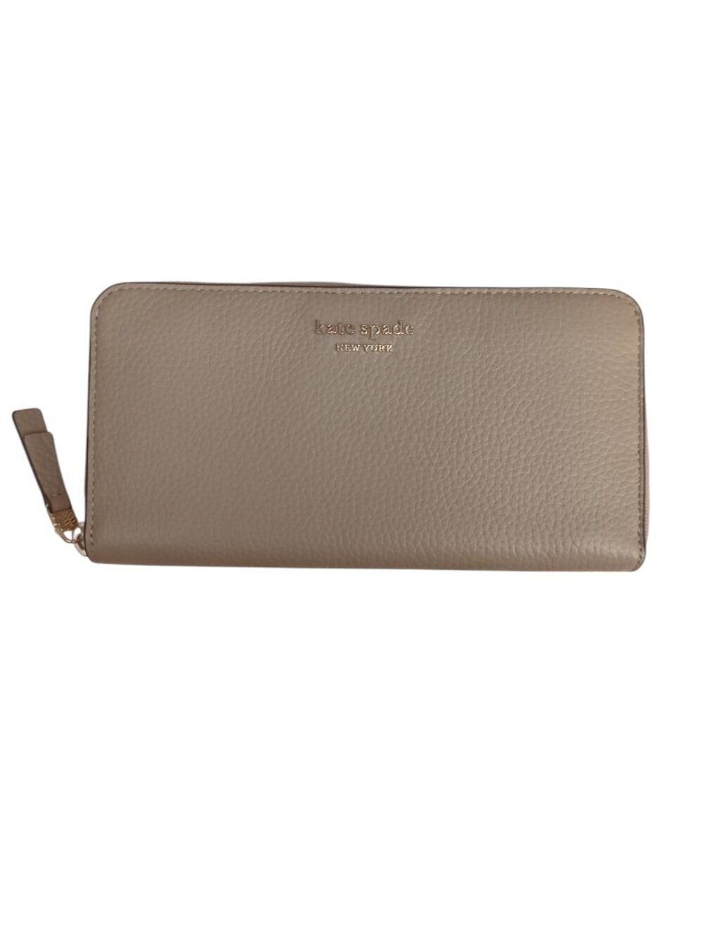 Kate Spade New York pebbled leather zip-around wallet Beige